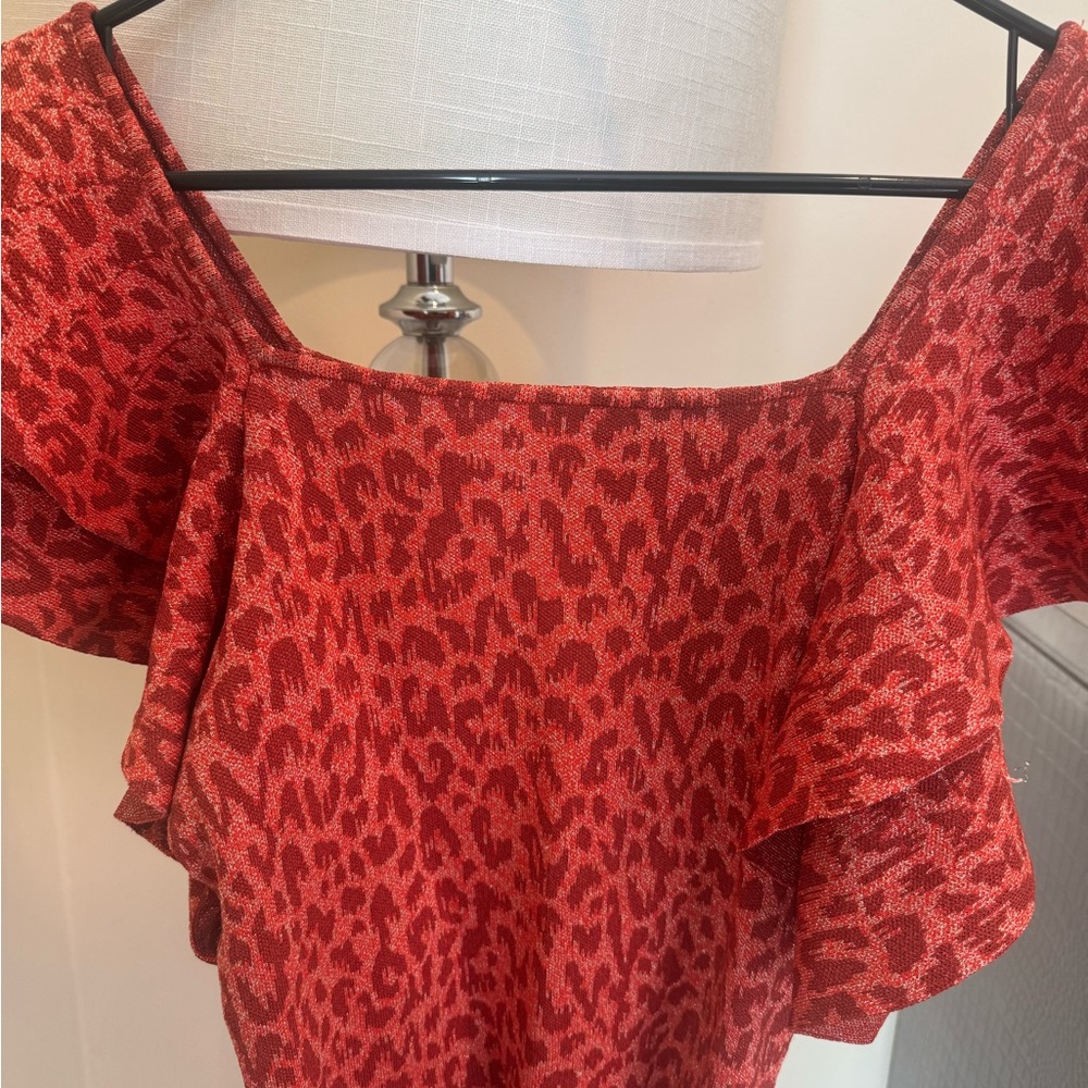 Orange Leopard Print Women's Top